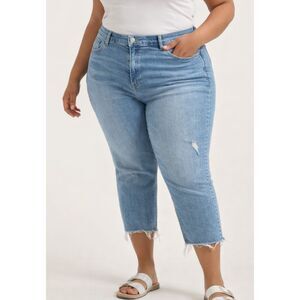 GAP Cigarette Jeans 18 / 34P Petite Distressed Raw Hem Cropped Capri Stretch